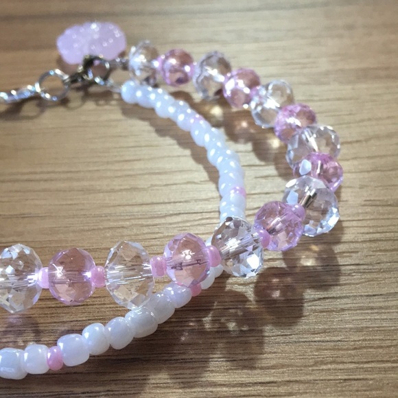 Pink and White Ladies Beaded Bracelet, Double Strand Ladies Beaded Bracelet - Picture 7 of 8